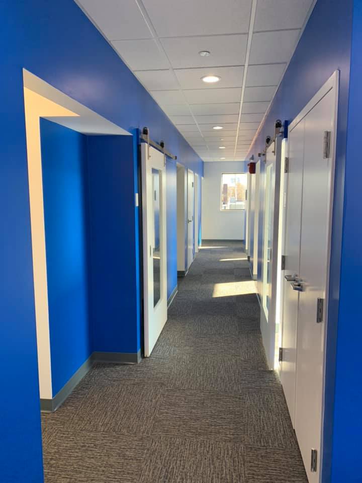Blue sky hallway to operatory